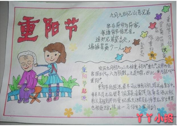 今天我们给大家带来的是关于九九重阳节习俗的手抄报的画法.