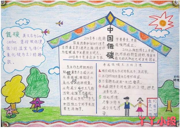 如何画小学生中国低碳生活手抄报简单