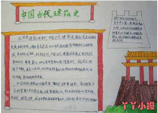 如何绘画中国传统文化古代建筑史手抄报简单