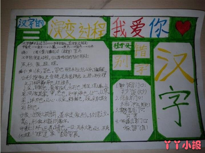 简单汉字的演变语文手抄报怎么画四年级