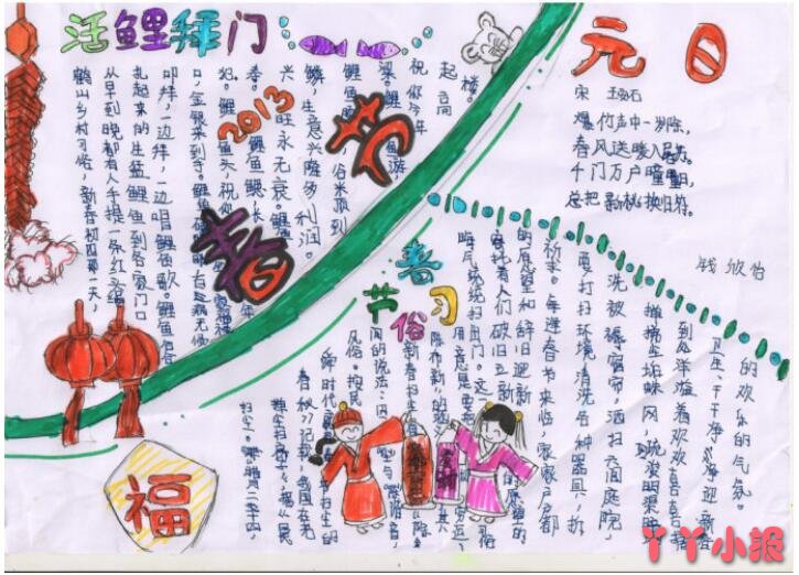 春节习俗拜年手抄报模板图片简单漂亮