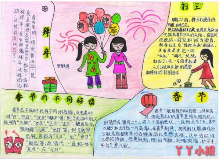 春节习俗拜年手抄报模板图片简单漂亮