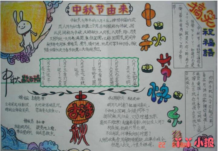 小学四年级中秋节快乐手抄报简单漂亮获奖