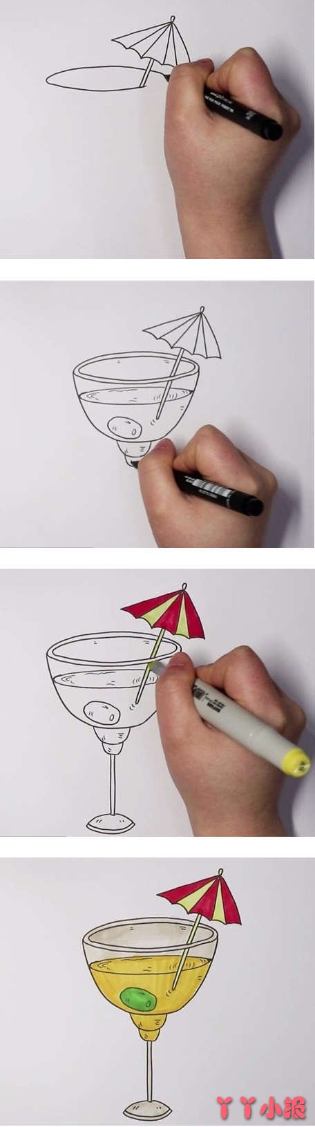 一杯果汁简笔画怎么画画法步骤教程简单
