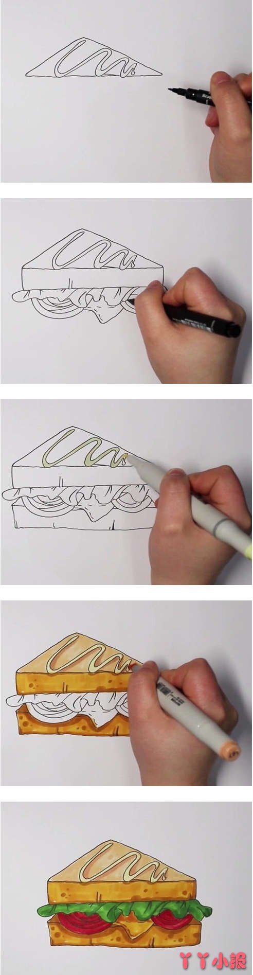 三明治简笔画怎么画画法步骤教程简单好看