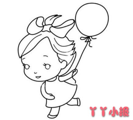 010儿童节主题放气球简笔画怎么画简单好看