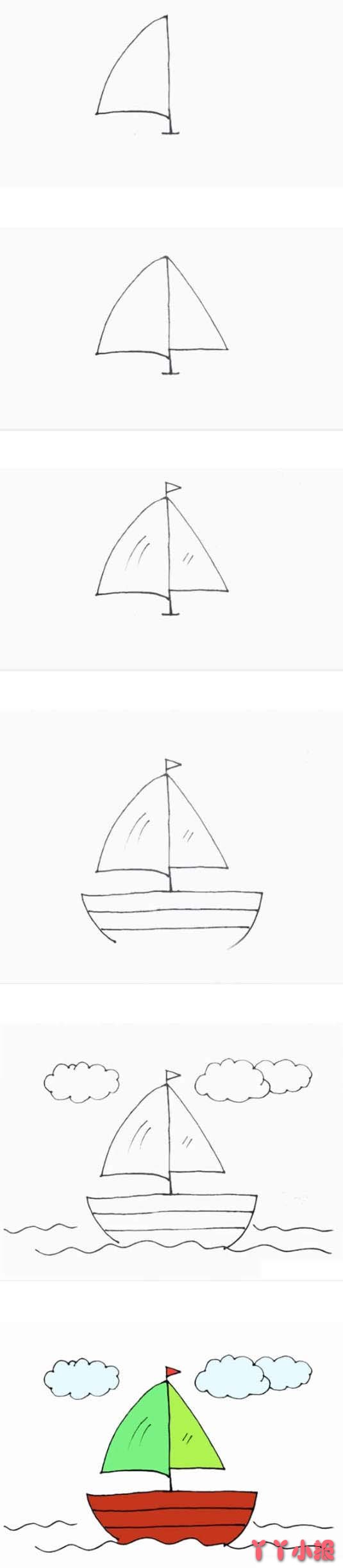 怎么画帆船简笔画图解涂色简单又漂亮