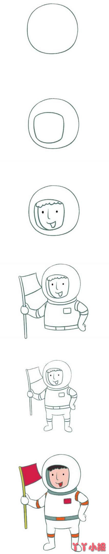 怎么画宇航员简笔画步骤图解涂色简单又漂亮