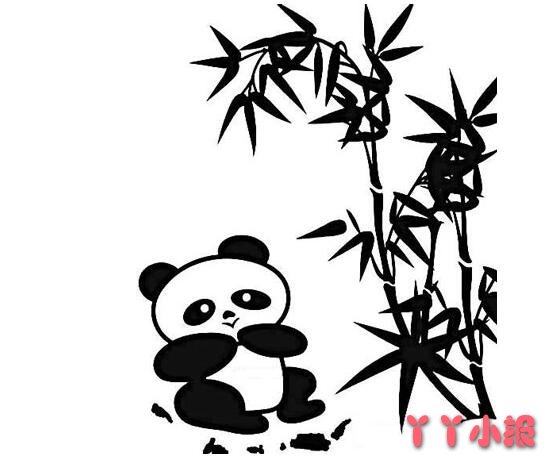 怎么画熊猫吃竹子简笔画教程简单好看