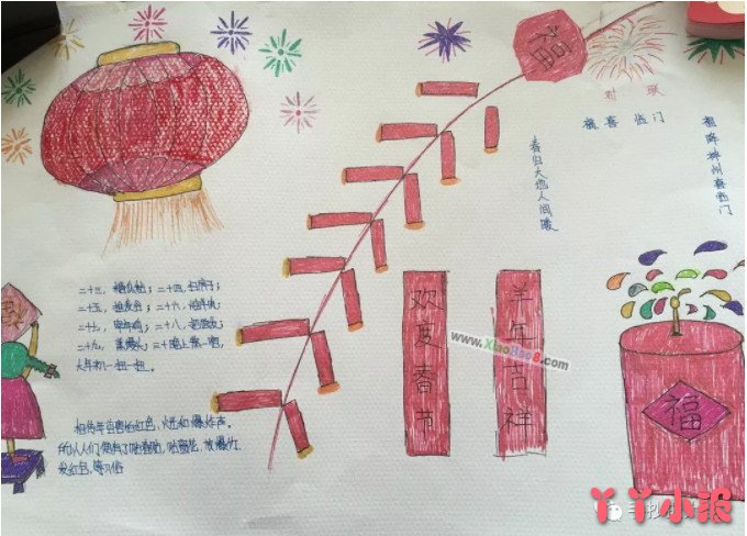 小学生欢度春节手抄报怎么画简单又漂亮