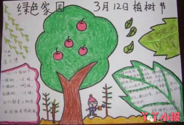 绿色家园植树节手抄报怎么画一年级