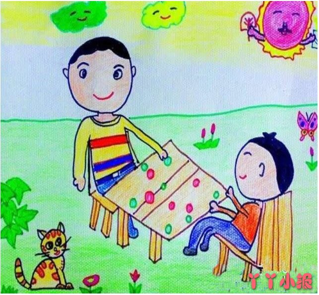 父亲节快乐主题儿童画怎么画简单漂亮