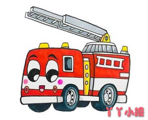 彩色消防车怎么画简单又漂亮带步骤
