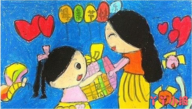 母亲节主题儿童水彩画简单又漂亮