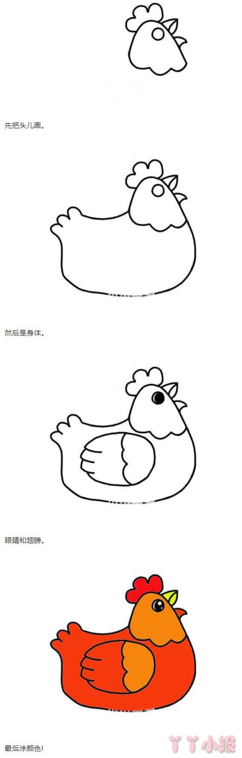 孵蛋老母鸡怎么画涂色 母鸡简笔画图片