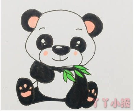 熊猫吃竹子的画法步骤涂颜色 熊猫简笔画