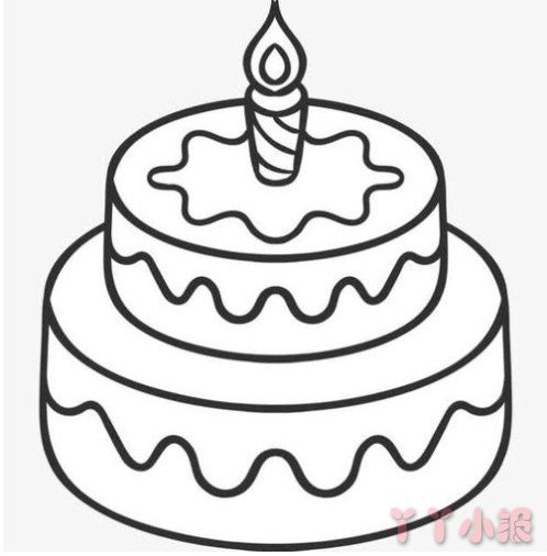 两层生日蛋糕怎么画 蛋糕简笔画图片