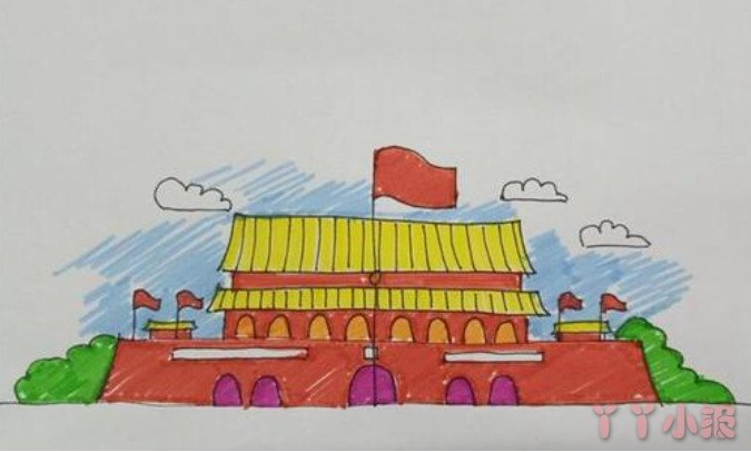 北京天安门怎么画简单又漂亮涂颜色 天安门简笔画图片