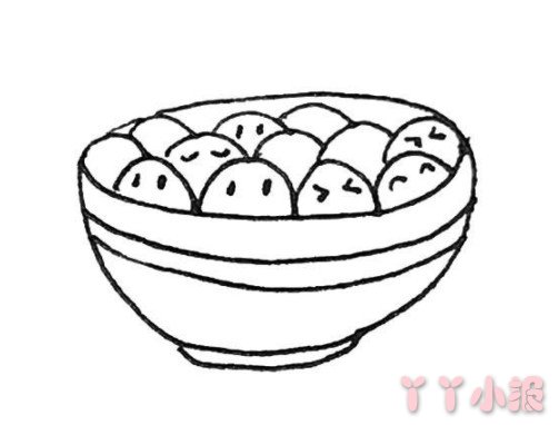 一碗汤圆的画法简单 汤圆简笔画图片