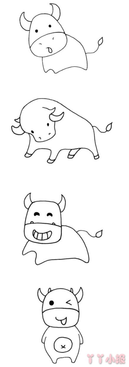 卡通小牛怎么画简单又可爱 牛简笔画