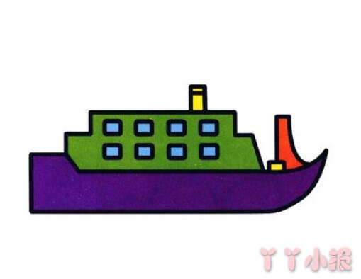 卡通客运轮船简笔画怎么画好看