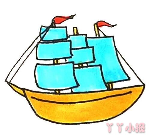  帆船简笔画涂色 帆船的画法图解教程简单又好看