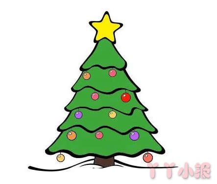圣诞树的画法步骤教程简单又漂亮涂色