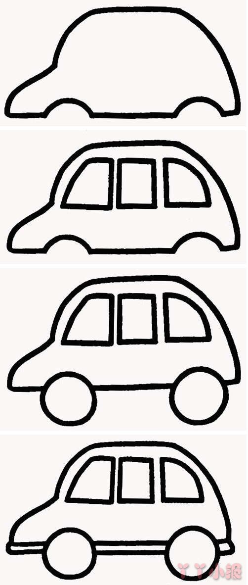 卡通小汽车简笔画怎么画教程简单