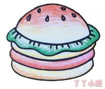  汉堡包简笔画的画法步骤教程涂色简单好看