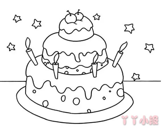 奶油生日蛋糕怎么画简单又好看 蛋糕简笔画图片