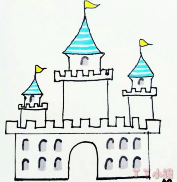 城堡的画法步骤简单又漂亮涂色 城堡简笔画