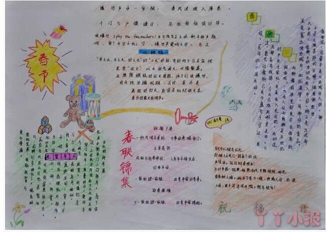 我们的中国文化传统节日春节初一手抄报的画法教学