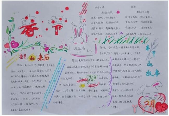 我们的传统节日春节初一手抄报的简单教学