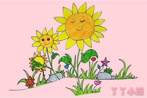  向日葵怎么画涂颜色简单漂亮步骤教程