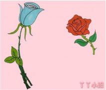 情人节玫瑰花简笔画的画法步骤教程涂色