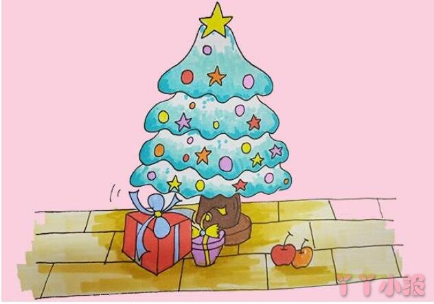 教你怎么绘画圣诞树简笔画步骤彩色漂亮