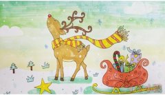 圣诞节麋鹿怎么画涂色带步骤图简单好看