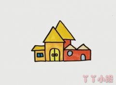 卡通小别墅怎么画涂色简单又漂亮幼儿园