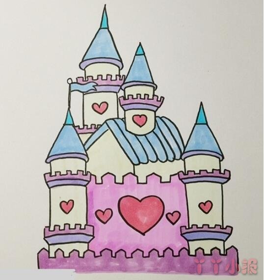 怎么画迪士尼城堡简笔画法步骤教程涂色