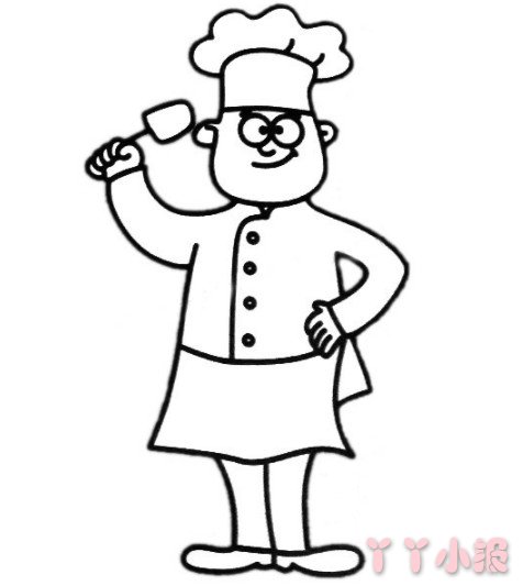 卡通厨师怎么画涂色 厨师简笔画步骤图