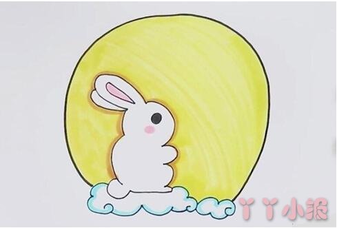  卡通中秋玉兔简笔画画法步骤教程涂色