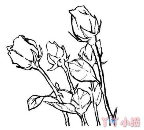 七夕情人节玫瑰花的画法图解教程简单又漂亮