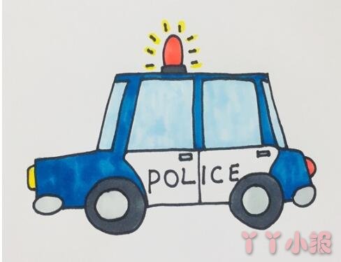  教你怎么画卡通警车简笔画教程涂颜色