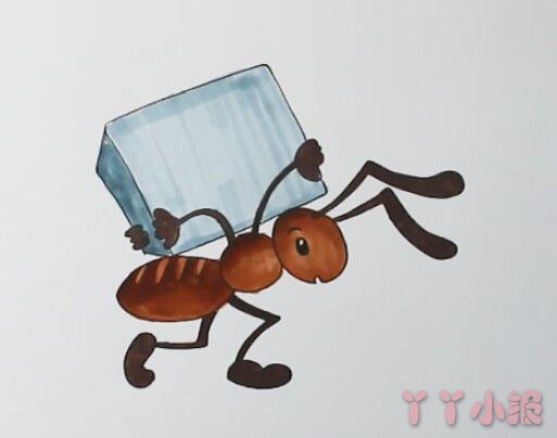  教你怎么画蚂蚁搬家简笔画步骤教程