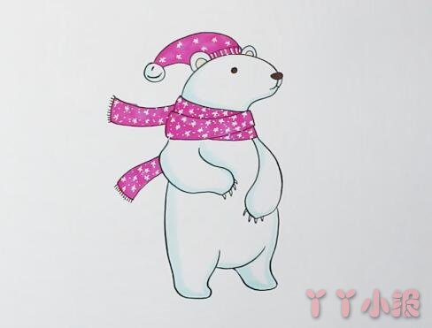 怎么画北极熊简笔画教程涂色简单可爱