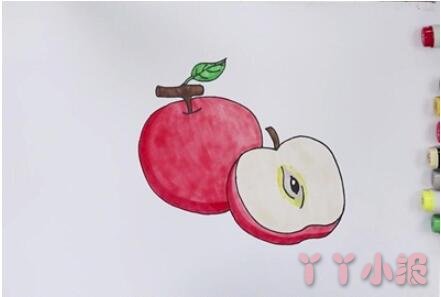  教你怎么画红苹果简笔画步骤教程涂颜色