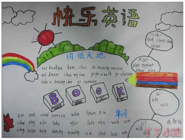 五年级快乐英语手抄报模板图片简单又漂亮