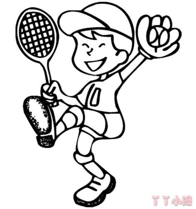  怎么画打网球小男孩简笔画简单好看