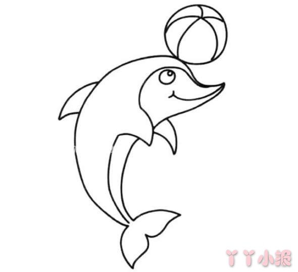  怎么画顶球小海豚简笔画教程简单可爱