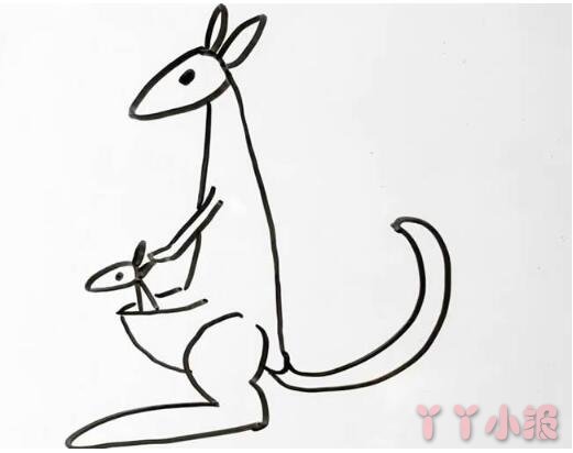  袋鼠妈妈和小袋鼠的画法简笔画图片简单